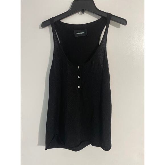 Zadig & Voltaire Joss sparkle tank top women’s XS black wool luxury grunge edgy - Picture 2 of 8